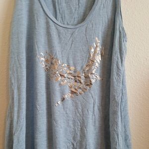 Light blue with silver birds tank